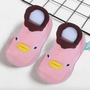 Baby Moo Cute Duck Face Rubber Comfortable Sole Slip-On Sock Shoes - Pink