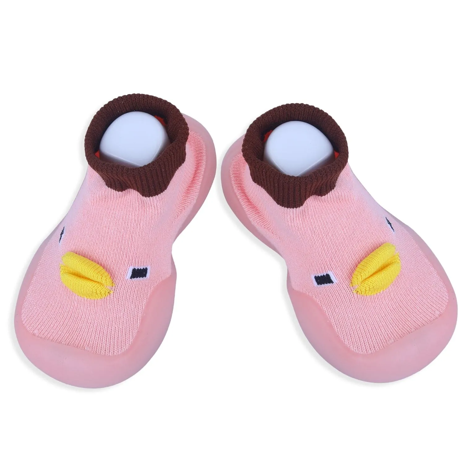 Baby Moo Cute Duck Face Rubber Comfortable Sole Slip-On Sock Shoes - Pink