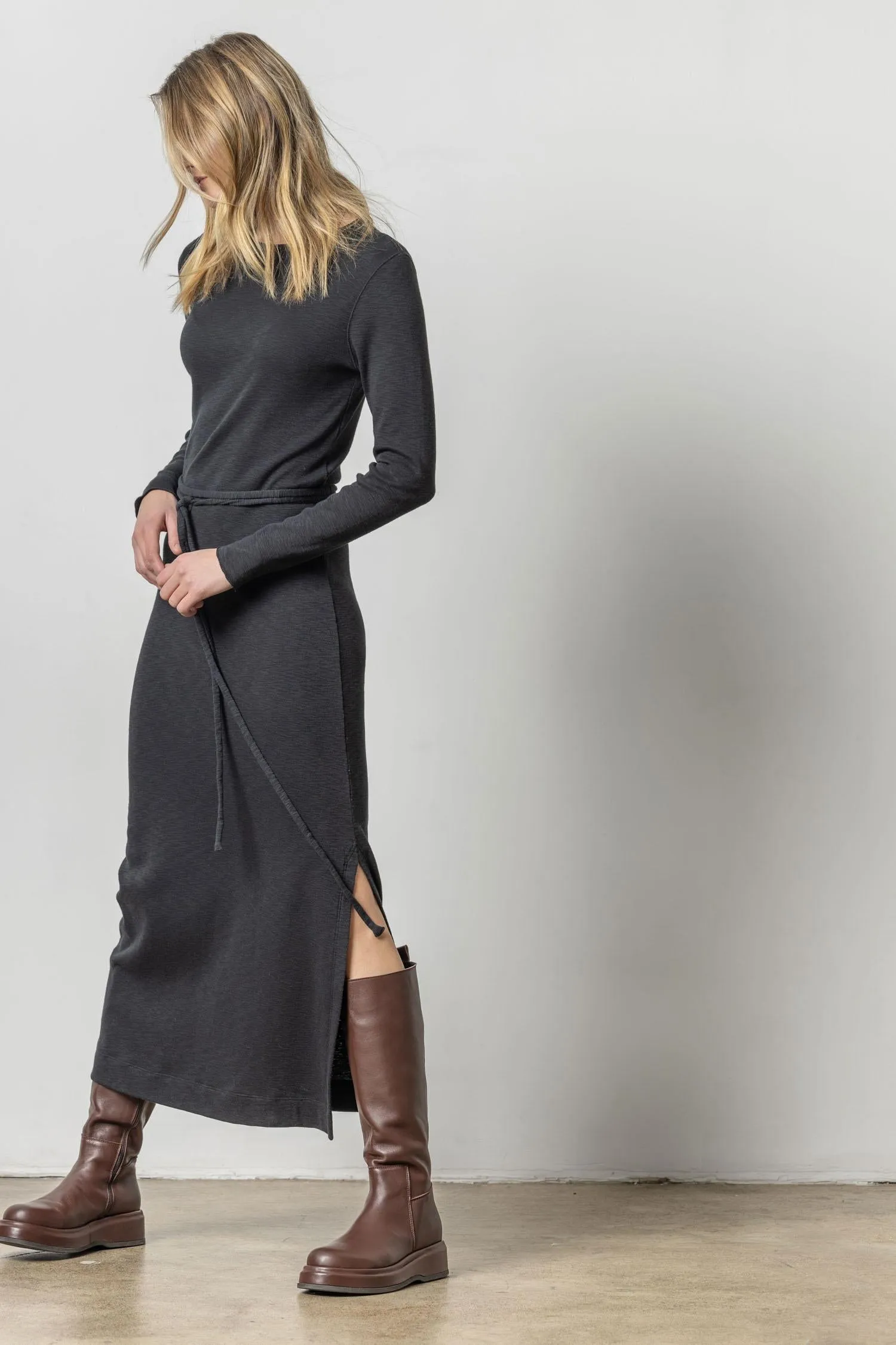 Belted Maxi Column Dress