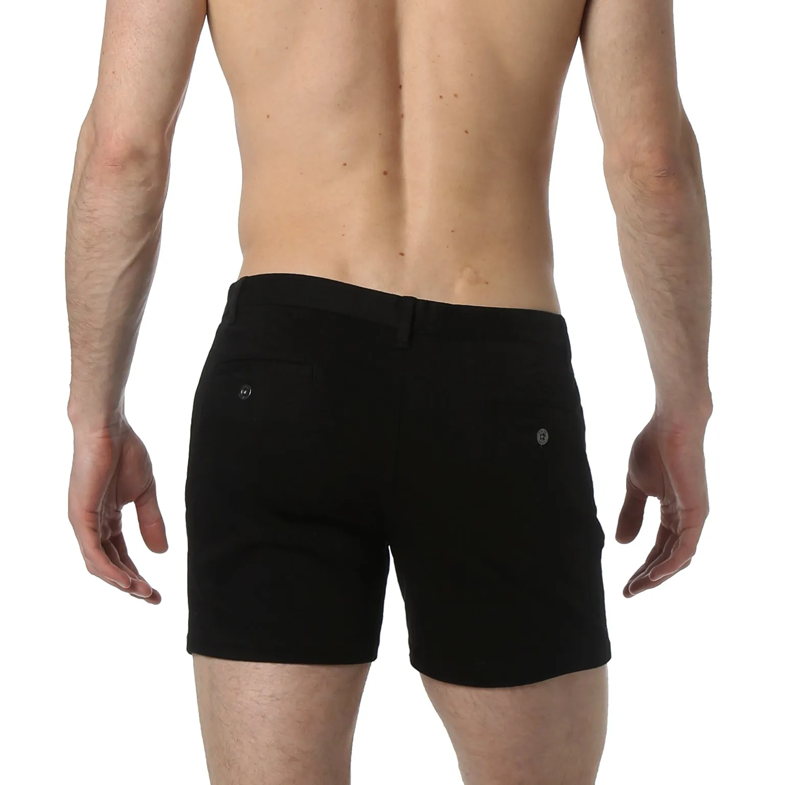 Black Solid Stretch Holler Shorts