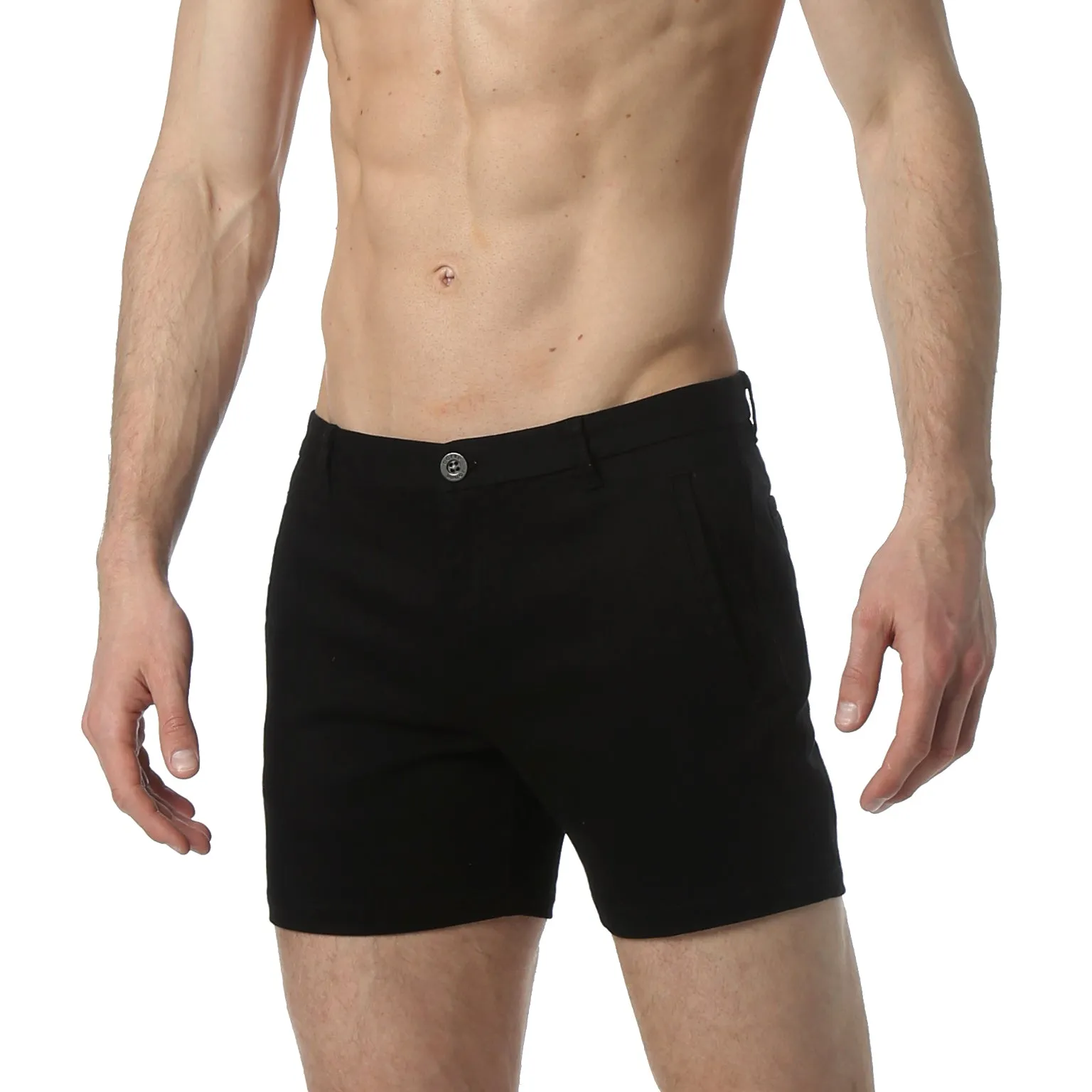 Black Solid Stretch Holler Shorts