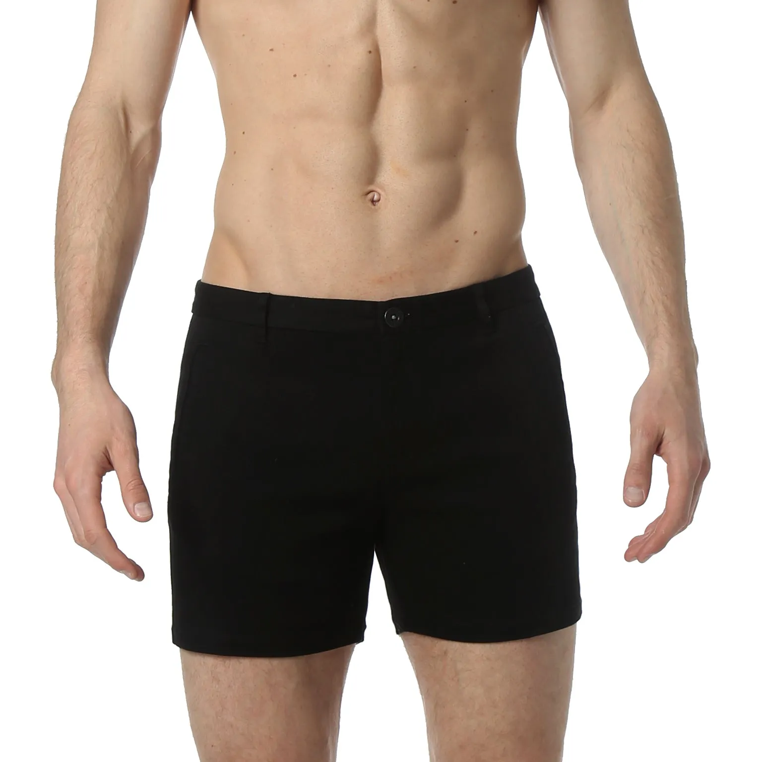 Black Solid Stretch Holler Shorts