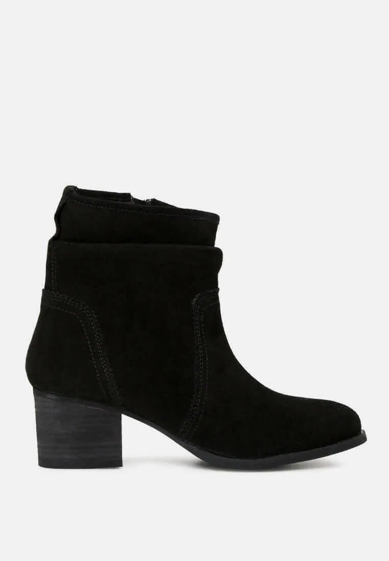 bowie stacked heel leather boots