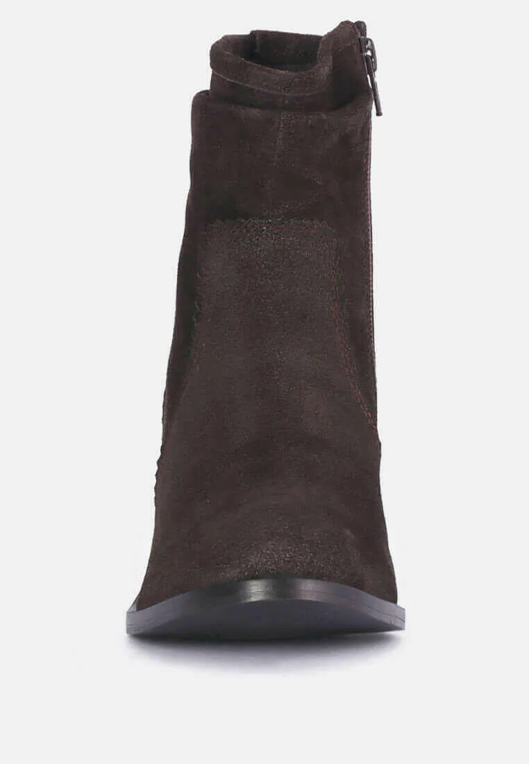 bowie stacked heel leather boots