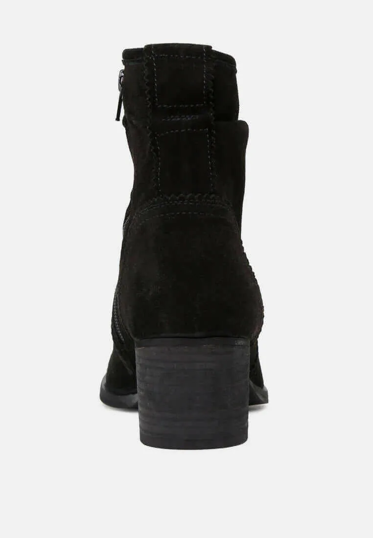 bowie stacked heel leather boots