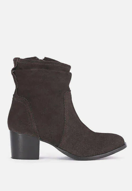 bowie stacked heel leather boots