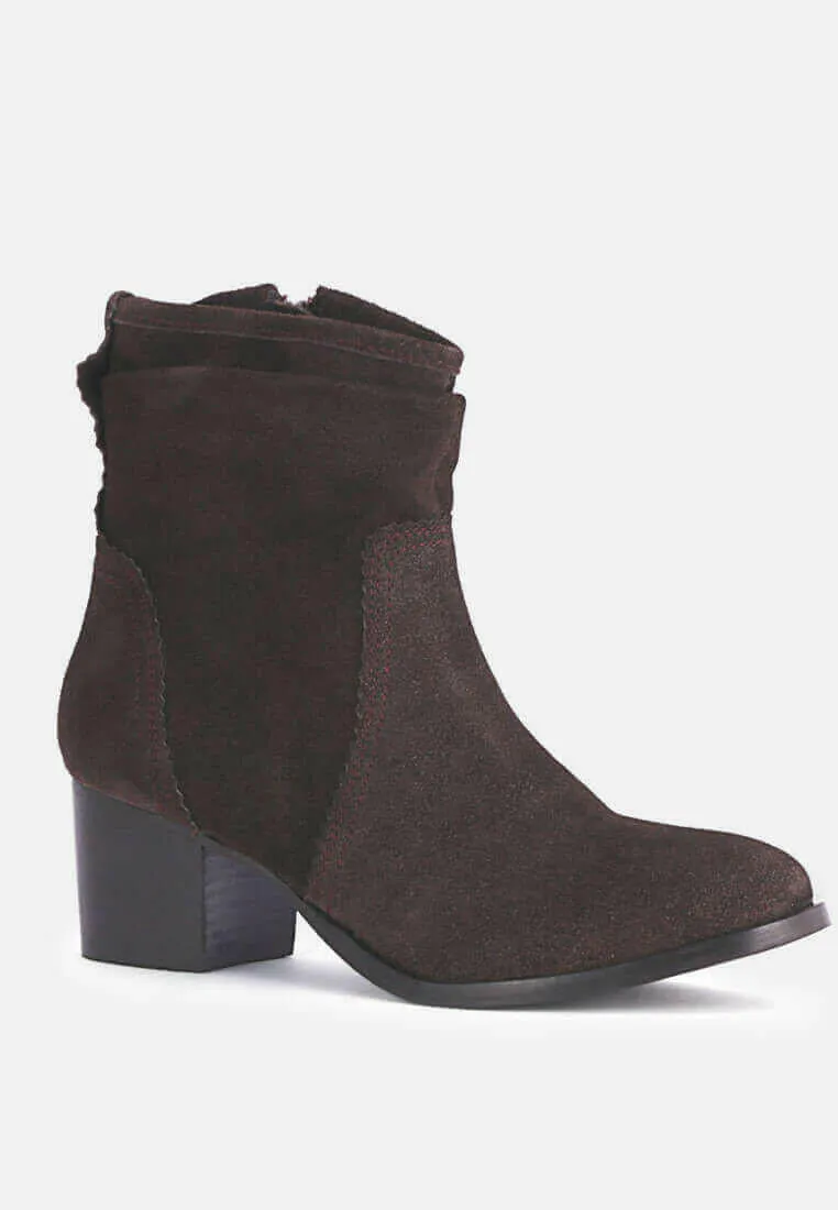 bowie stacked heel leather boots