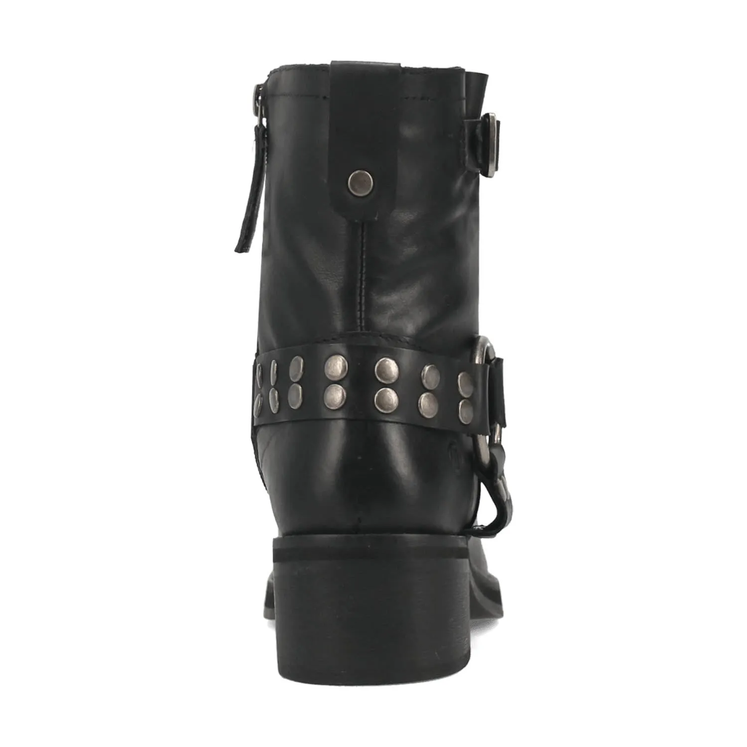 Dingo Womens Anarchyie Black Leather Motorcycle Boots