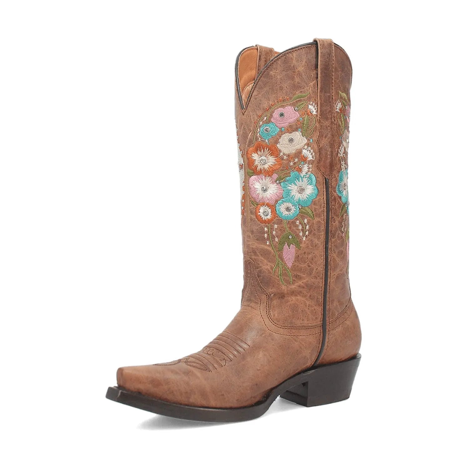 Dingo Womens Duchess Butterfly Brown Leather Cowboy Boots