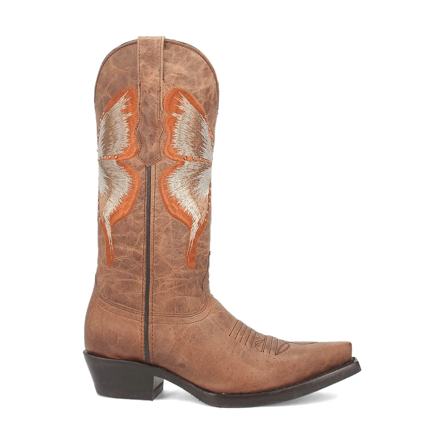 Dingo Womens Duchess Butterfly Brown Leather Cowboy Boots