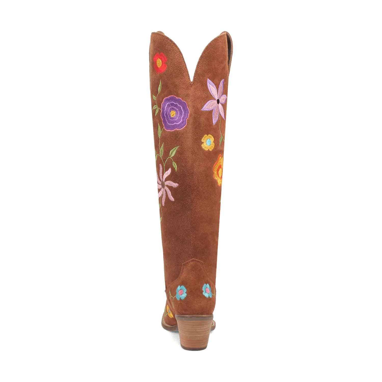 Dingo Womens Flower Power Brown Suede Cowboy Boots