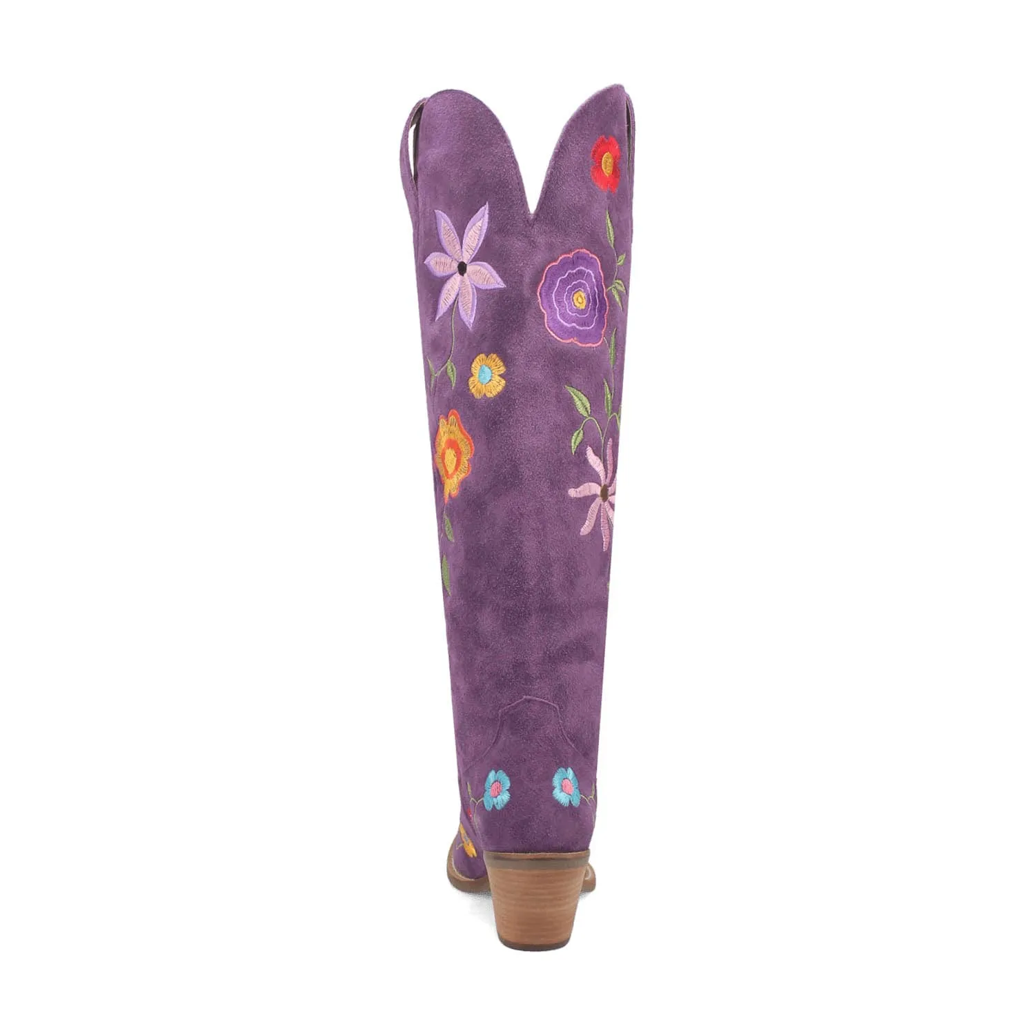 Dingo Womens Flower Power Purple Suede Cowboy Boots