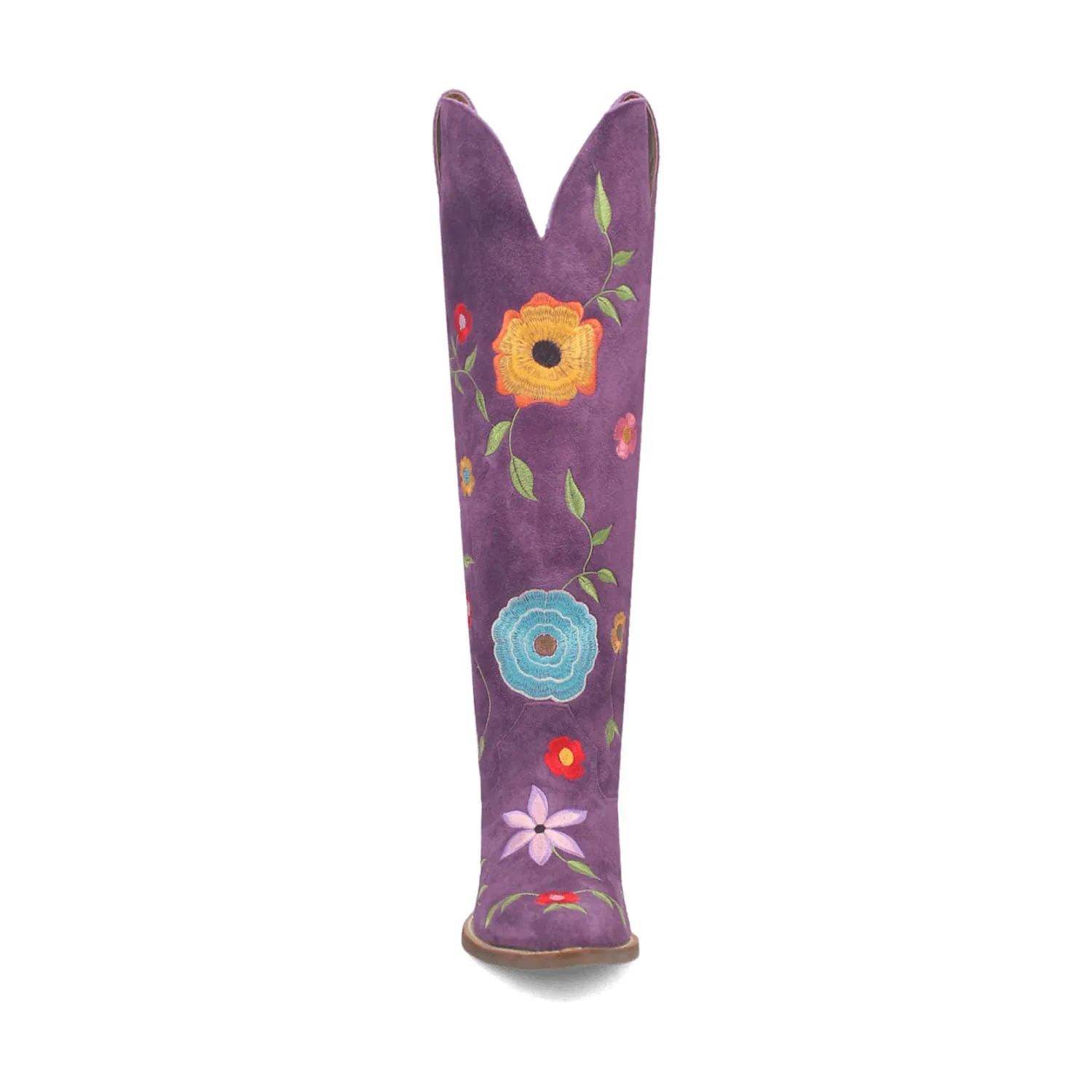 Dingo Womens Flower Power Purple Suede Cowboy Boots