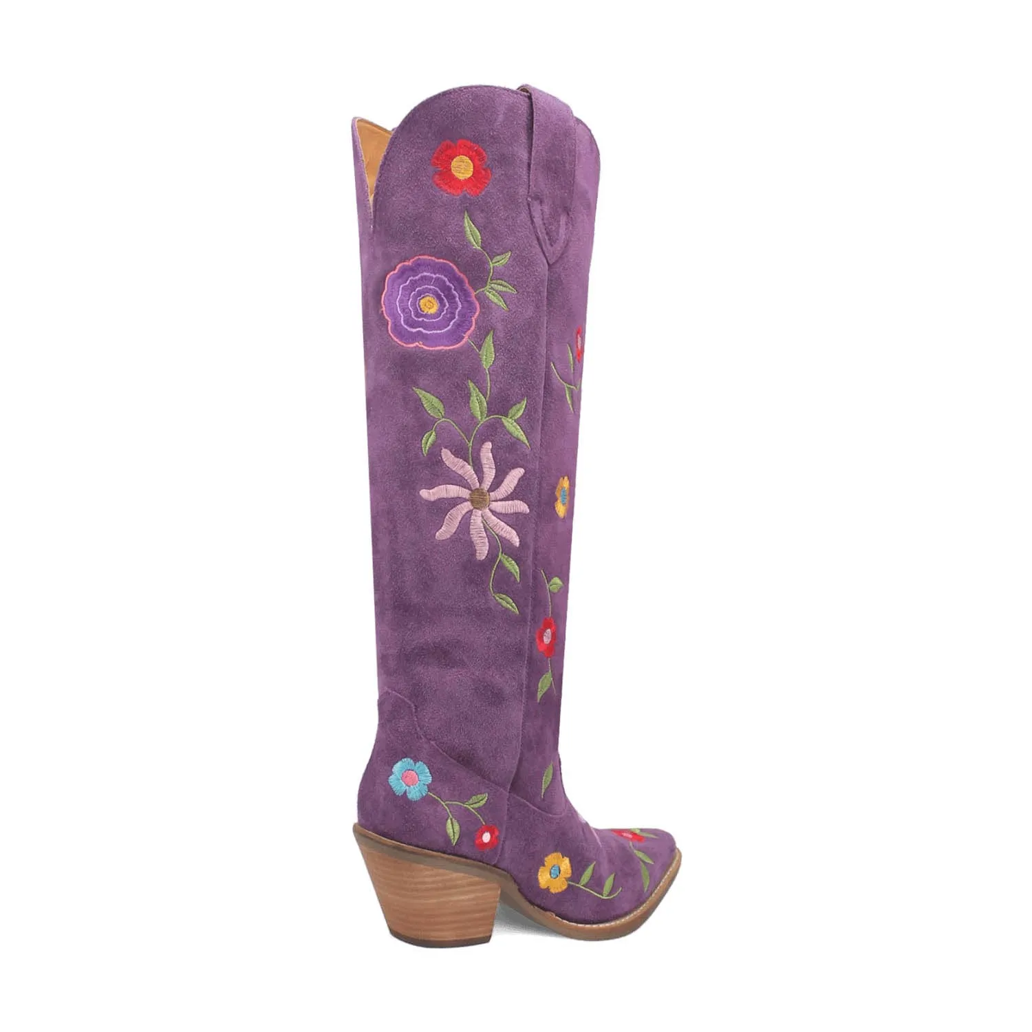 Dingo Womens Flower Power Purple Suede Cowboy Boots