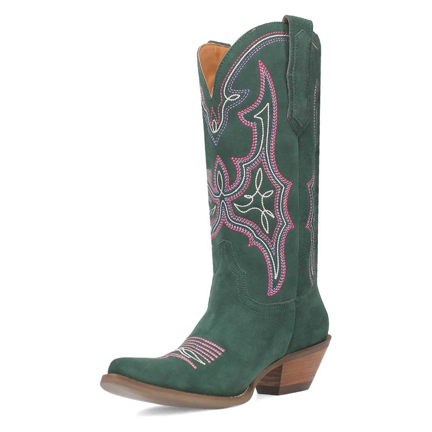 Dingo Womens Hot Sauce Green Suede Cowboy Boots