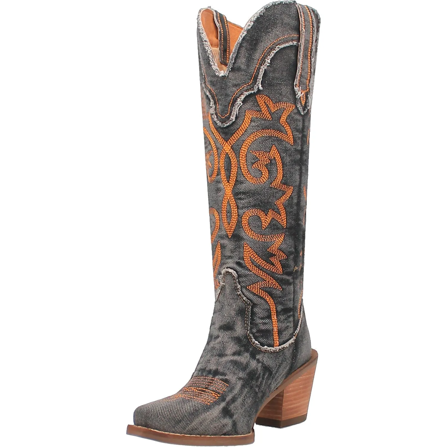 Dingo Womens Texas Tornado Black Denim Fashion Boots