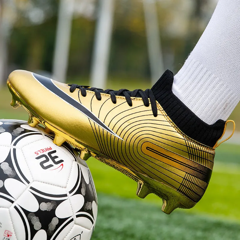 Gold High-Top Adult and Kids' Soccer Cleats