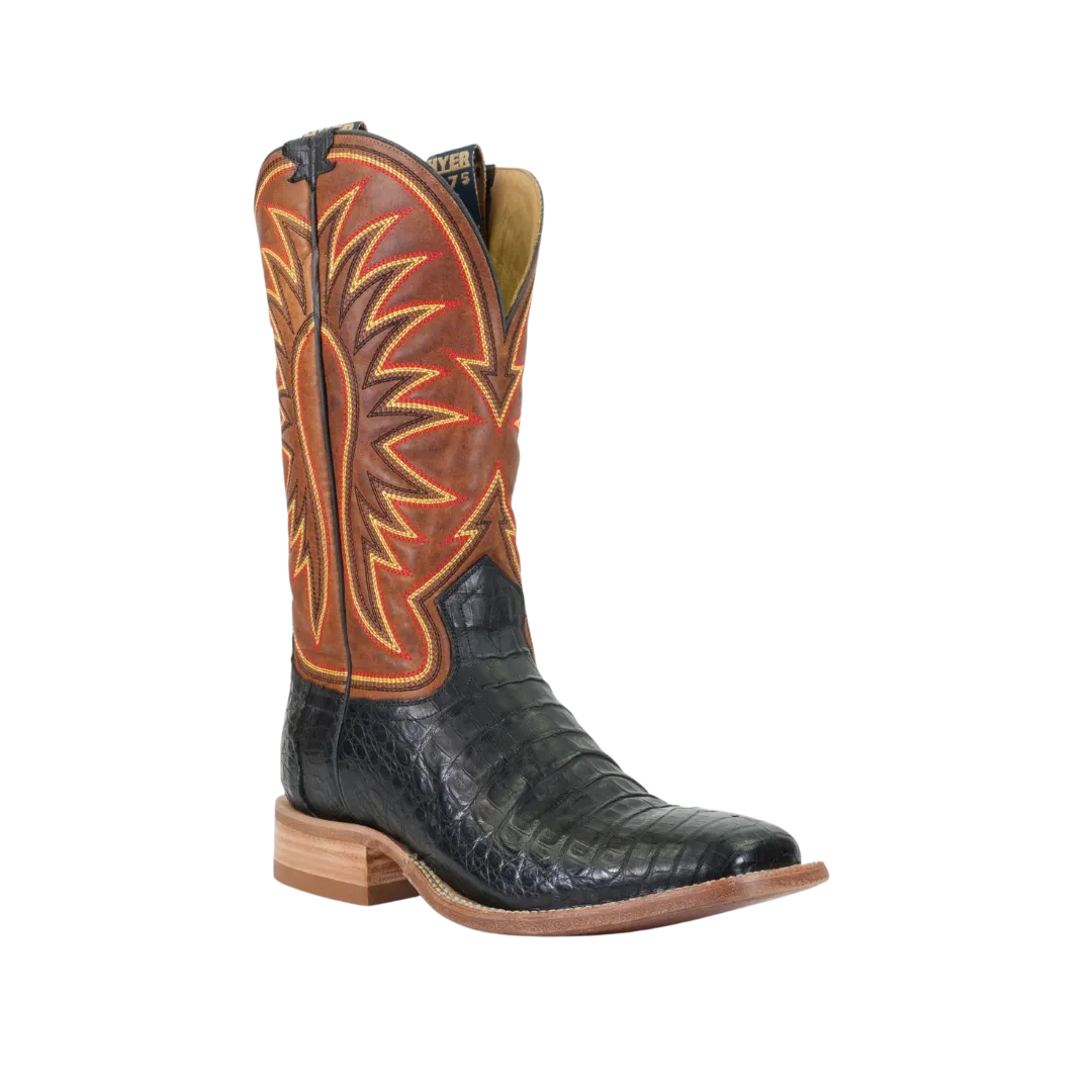 Hyer Men's Big Bow Black Caiman Cowboy Boot