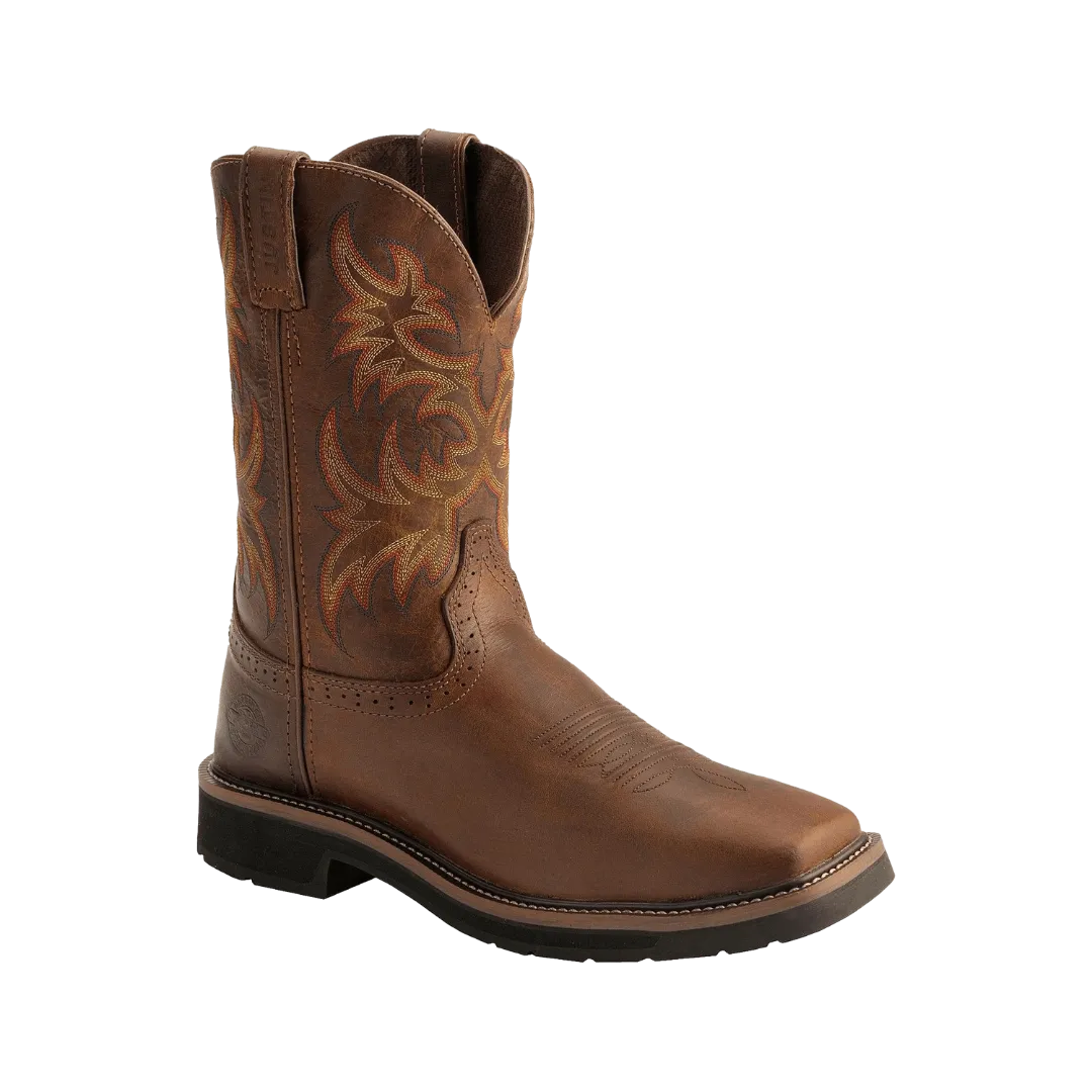 Justin Men's Rugged Tan Stampede Square Toe Work Boots