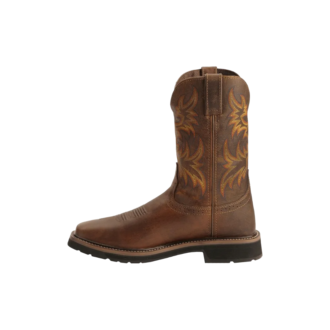 Justin Men's Rugged Tan Stampede Square Toe Work Boots