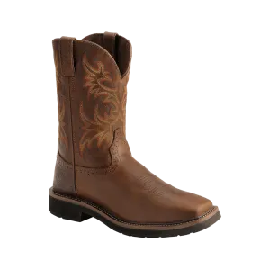 Justin Men's Rugged Tan Stampede Square Toe Work Boots