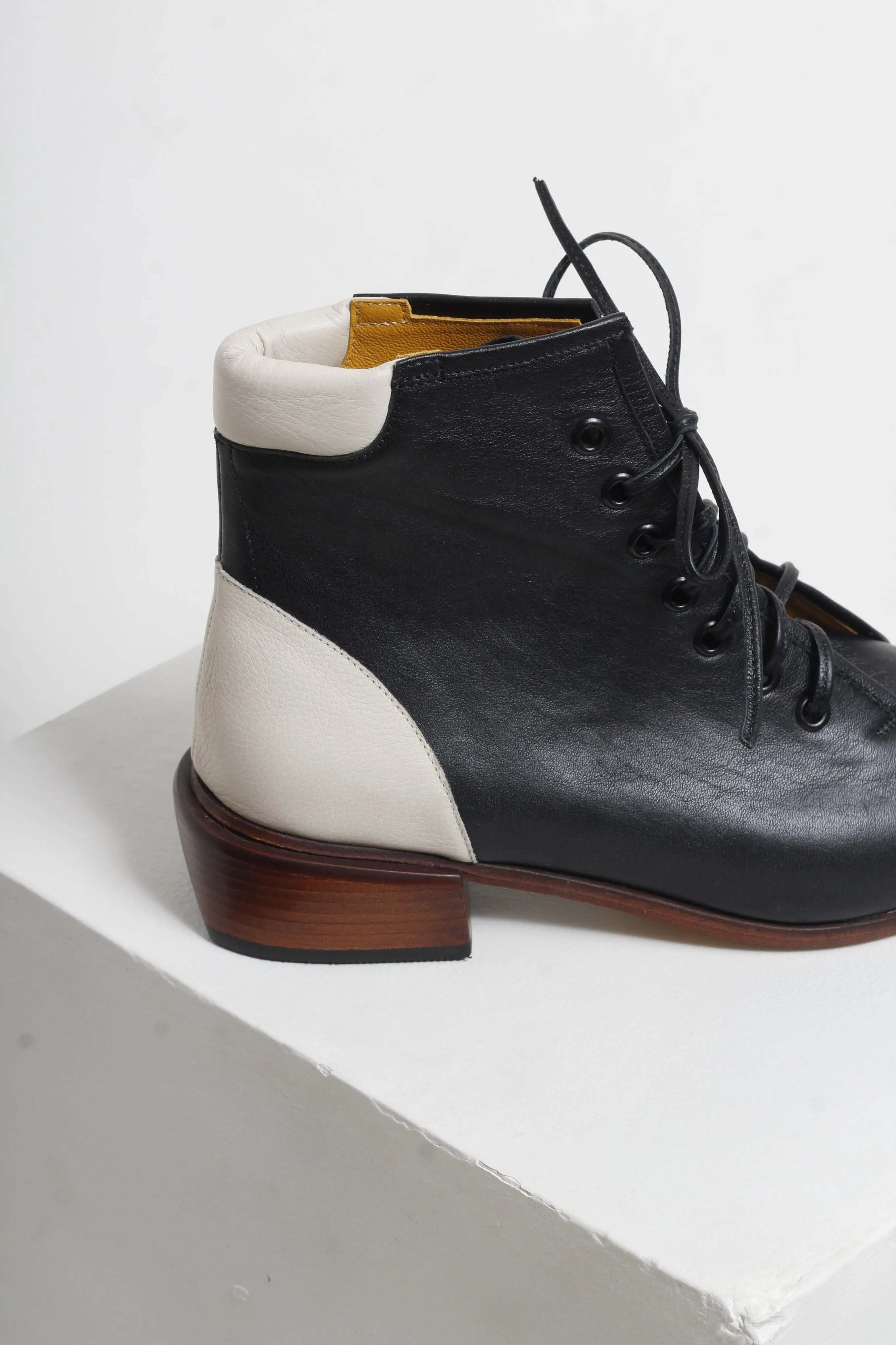 Kaia Black & White Ankle Boots