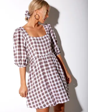 Kezie Dress in Checkmate Brown