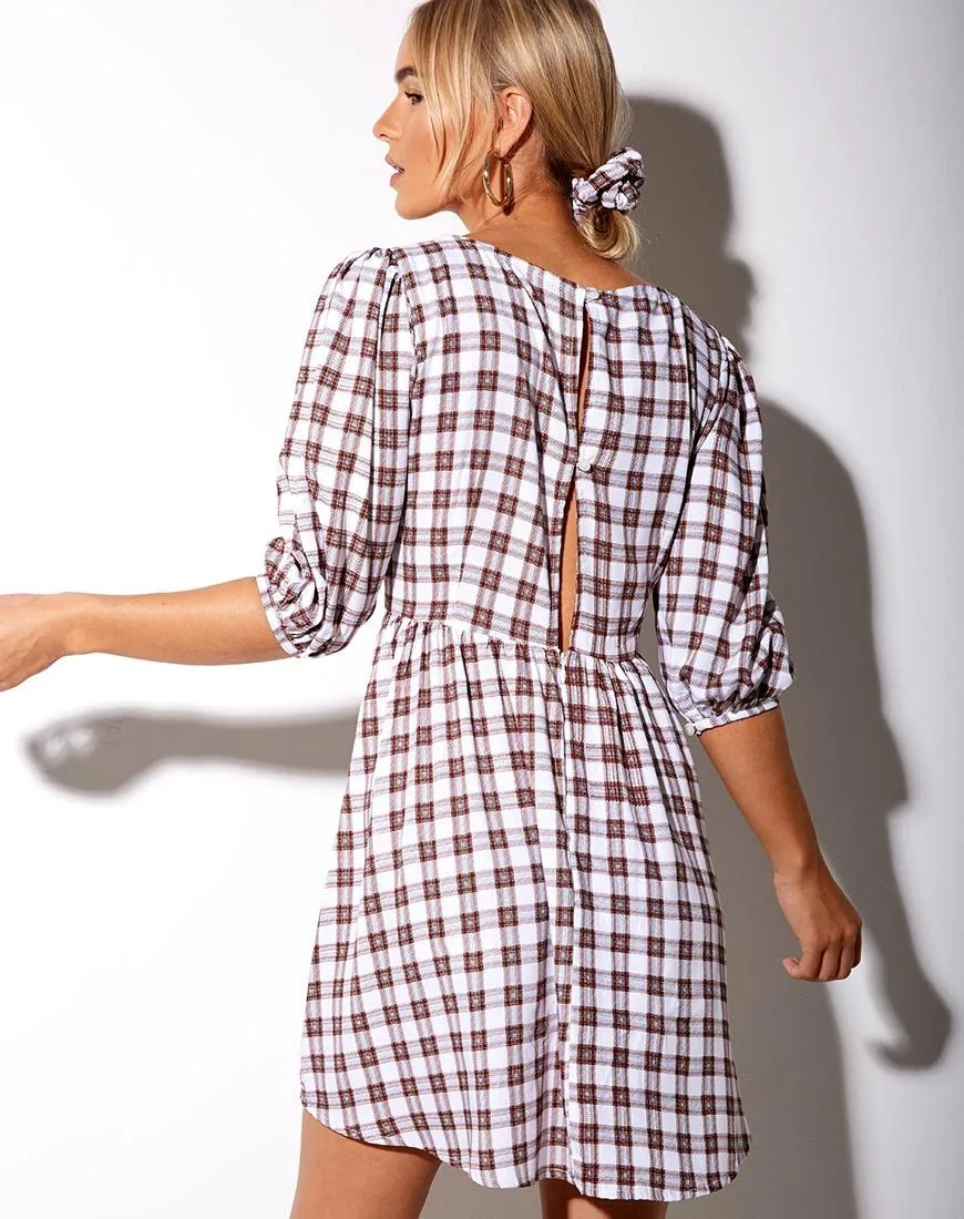 Kezie Dress in Checkmate Brown