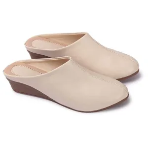 Ladies Hub Comfortable Women's Slip-on Casual Mules Shoes & Sandals (Cream, Numeric_7)