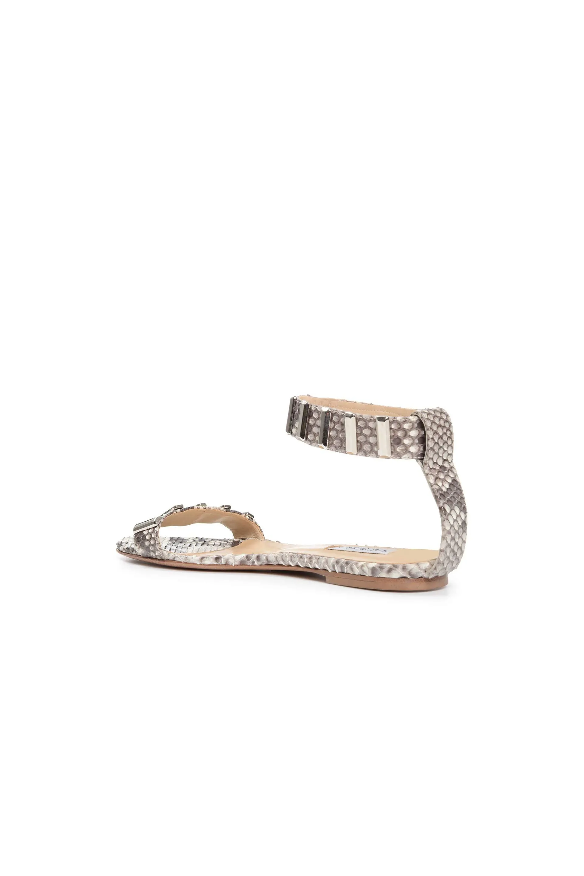 Lana Hardware Flat Sandal in Python Snakeskin