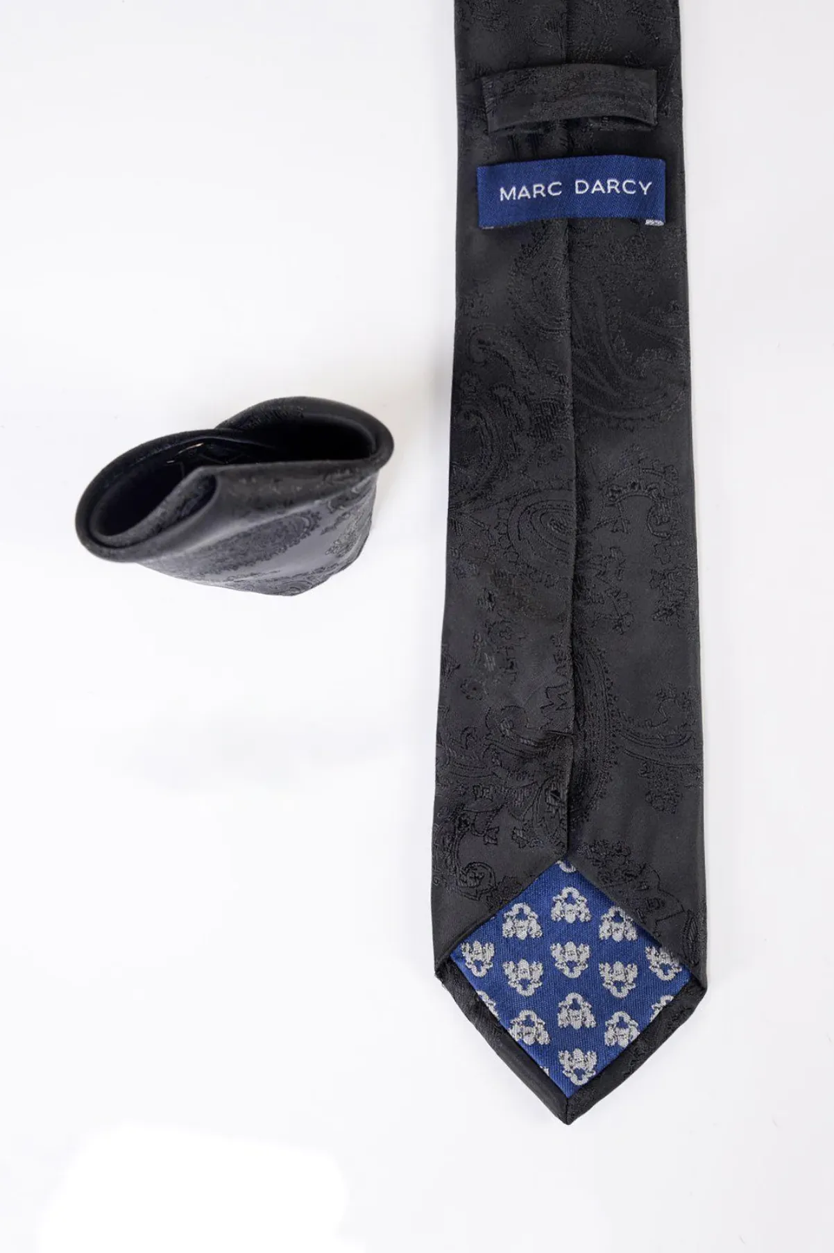 MD PAISLEY - Black Paisley Tie and Pocket Square Set