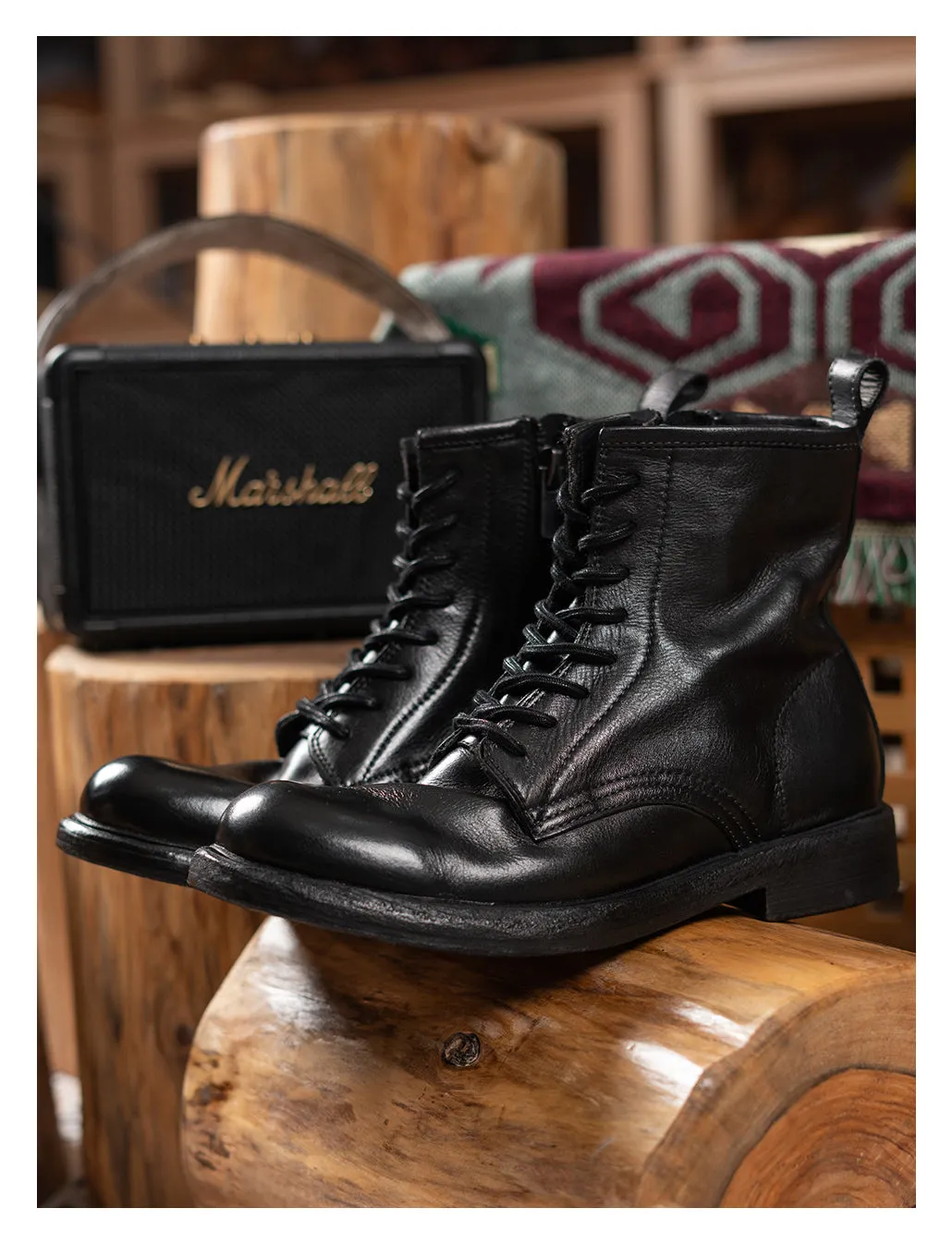 Men's Zip Leather Service Boots