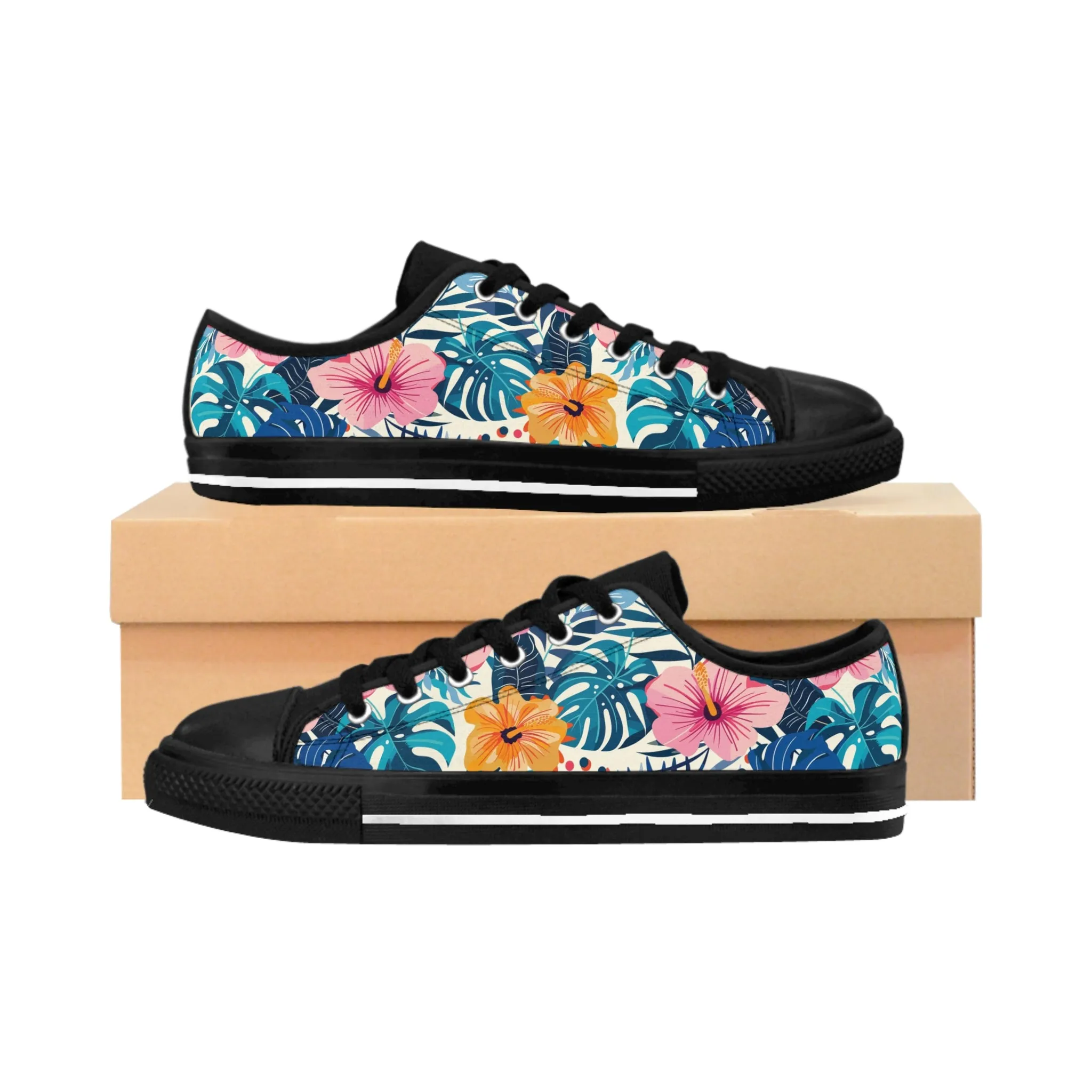 Modern Colorful Tropical Foliage Women's Sneakers