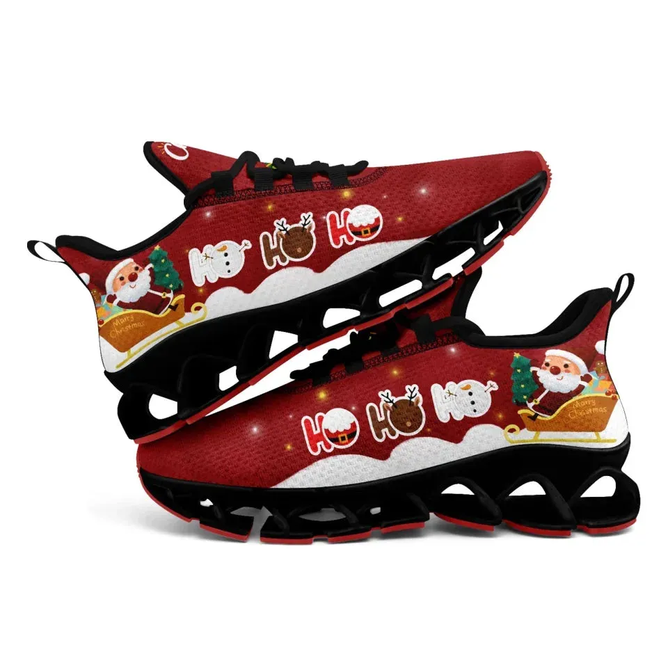 Personalized Santa Claus Cloud Sneakers, Custom Holiday Cheer Shoes, Xmas Breathable Shoes