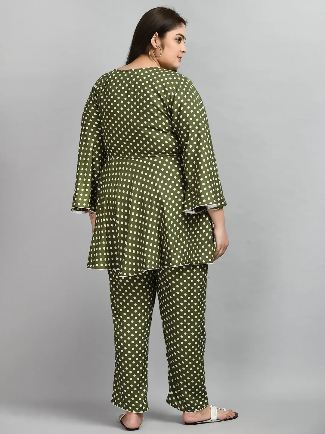 Plus Size Polka Dot Green Co-ord Set