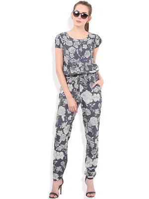 Porsorte Floral printed Grey Off White Jumpsuit