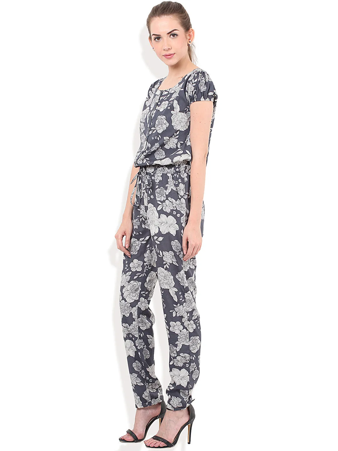 Porsorte Floral printed Grey Off White Jumpsuit