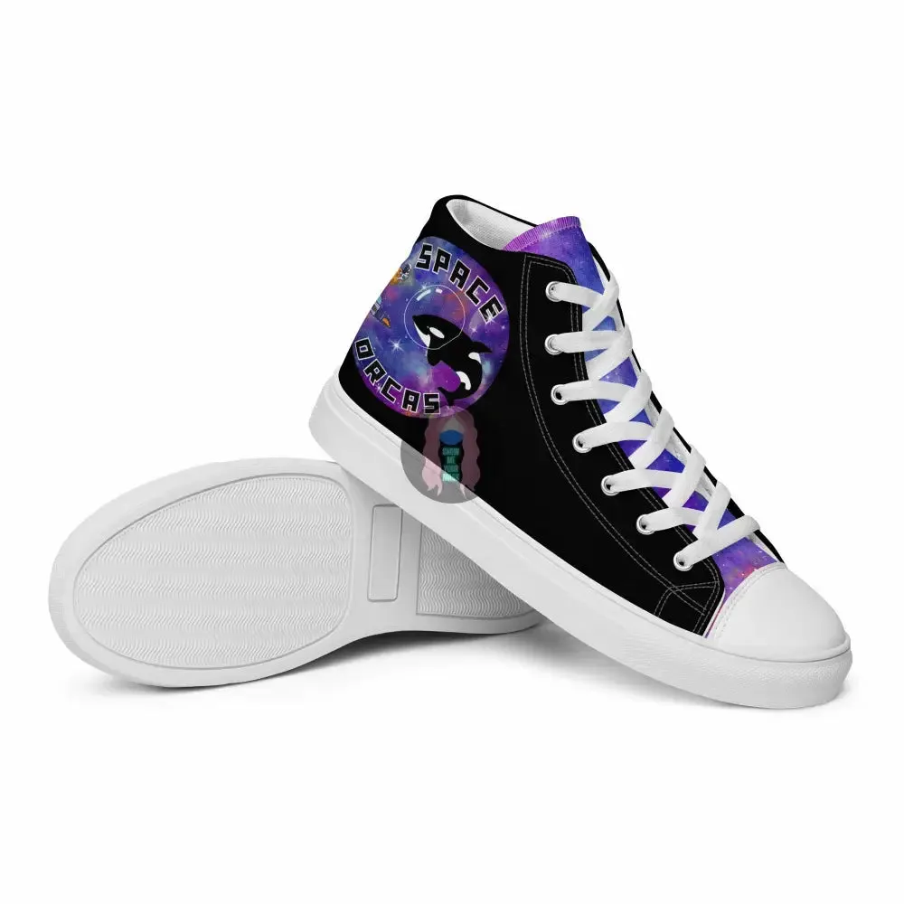 "Space Orcas" Women’s high top canvas shoes