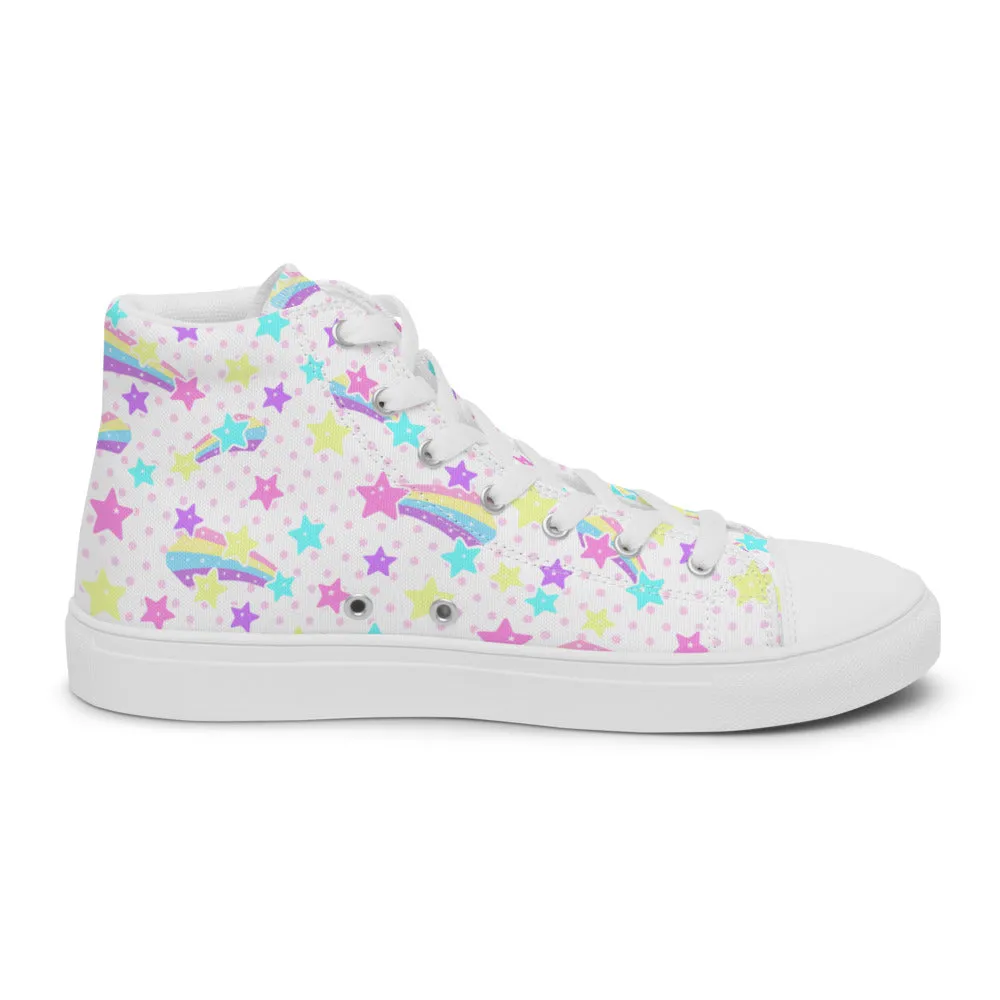 Starry Party White Women’s High Top Canvas Shoes