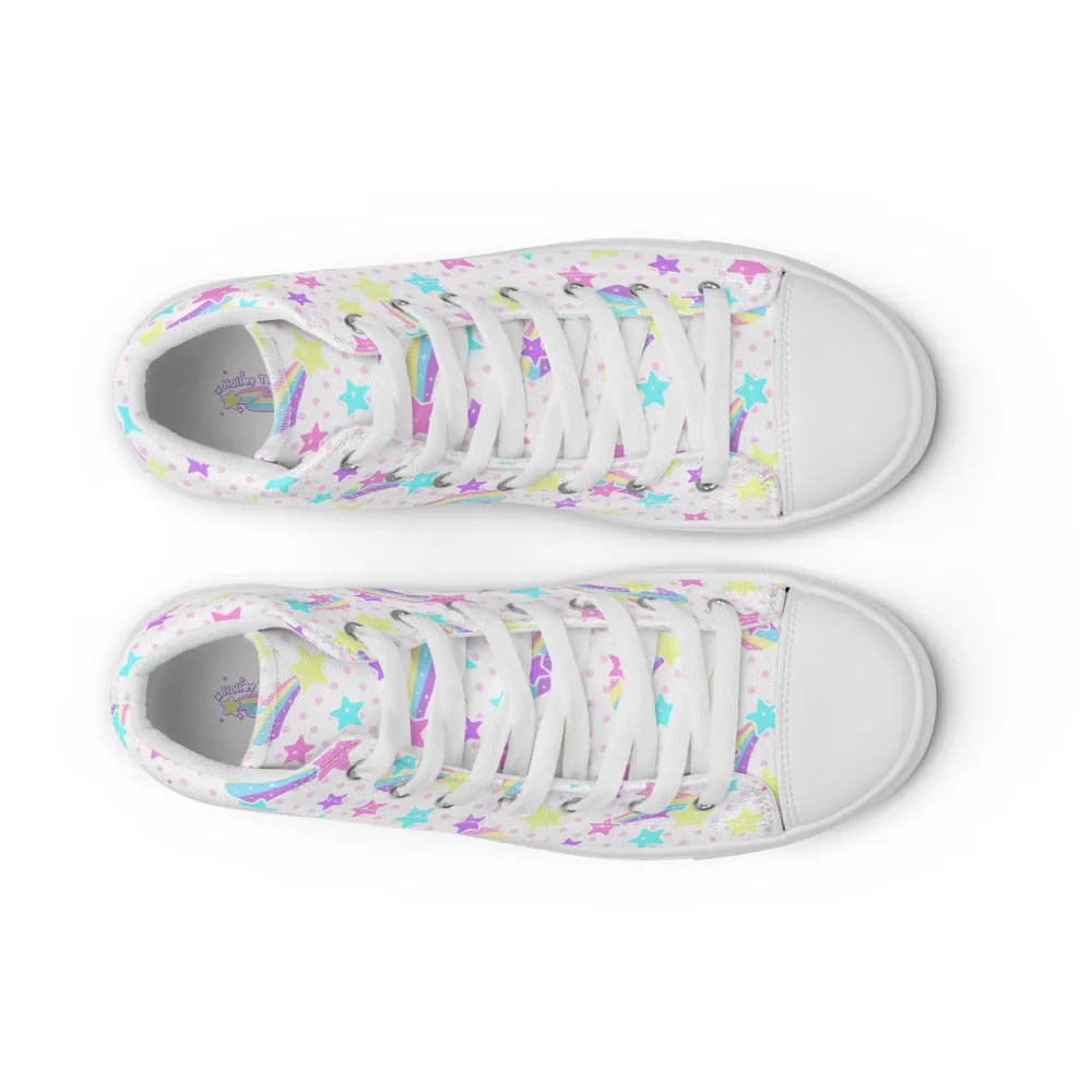 Starry Party White Women’s High Top Canvas Shoes