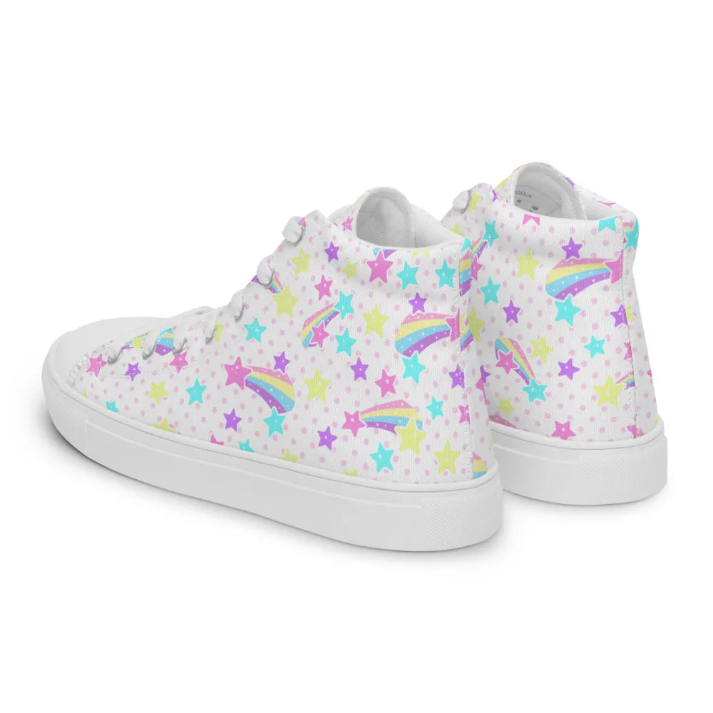 Starry Party White Women’s High Top Canvas Shoes