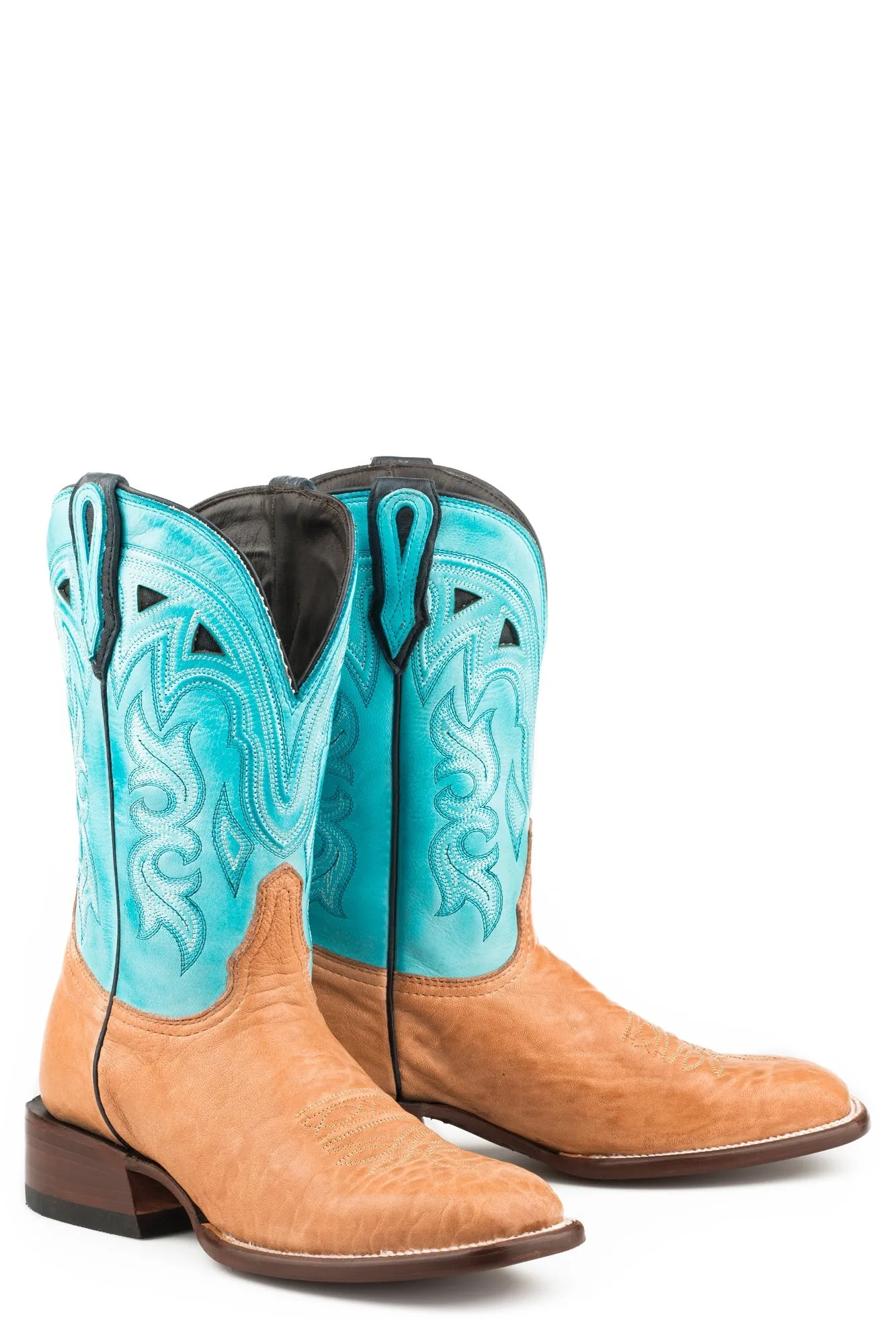 Stetson Womens Tan/Turquoise Leather 11In Jbs Cowboy Boots