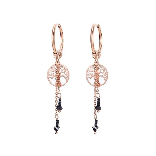 Tree Of Life Charm Drop Earrings