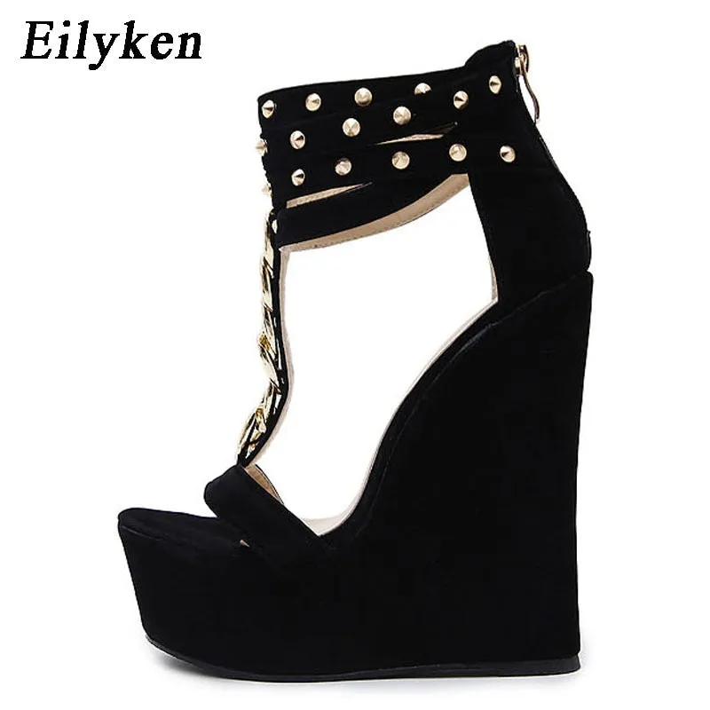 Trendy Metal Chain High Heel Peep Toe Heels