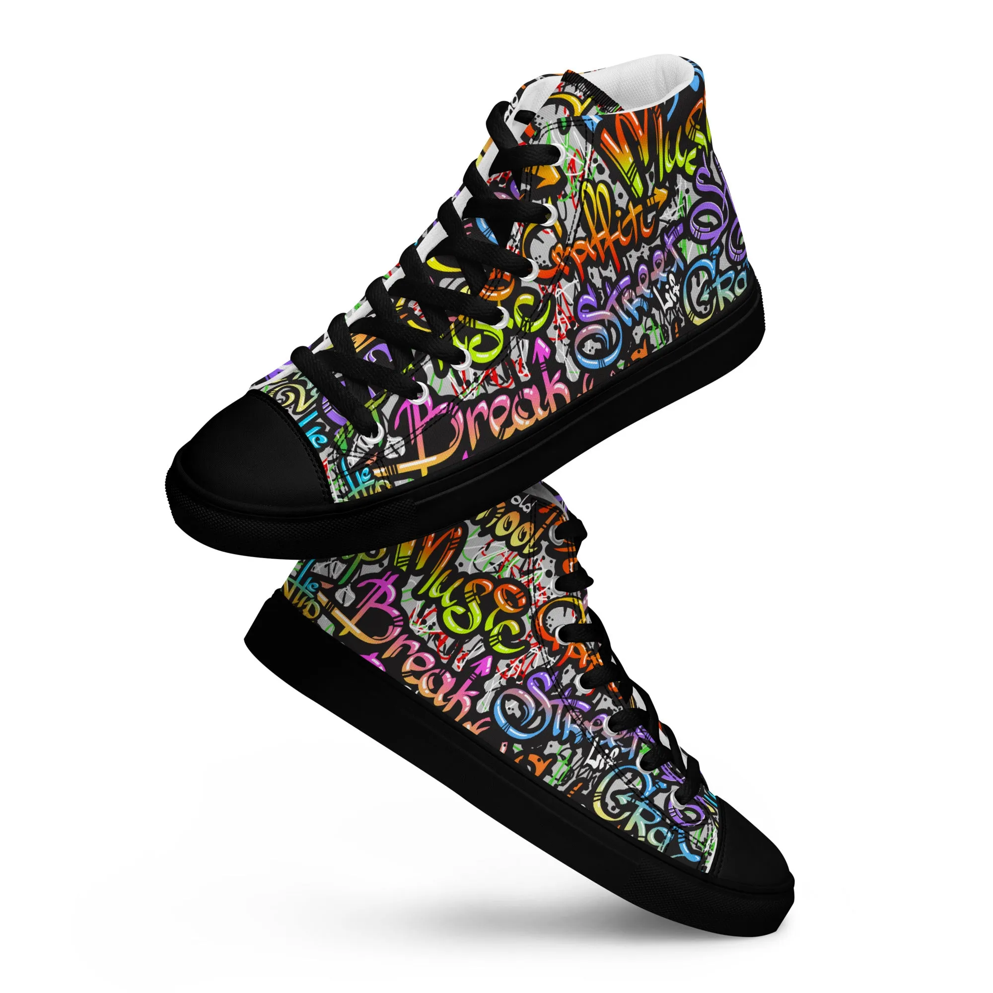 Unisex high top canvas shoes- Grafitti Style