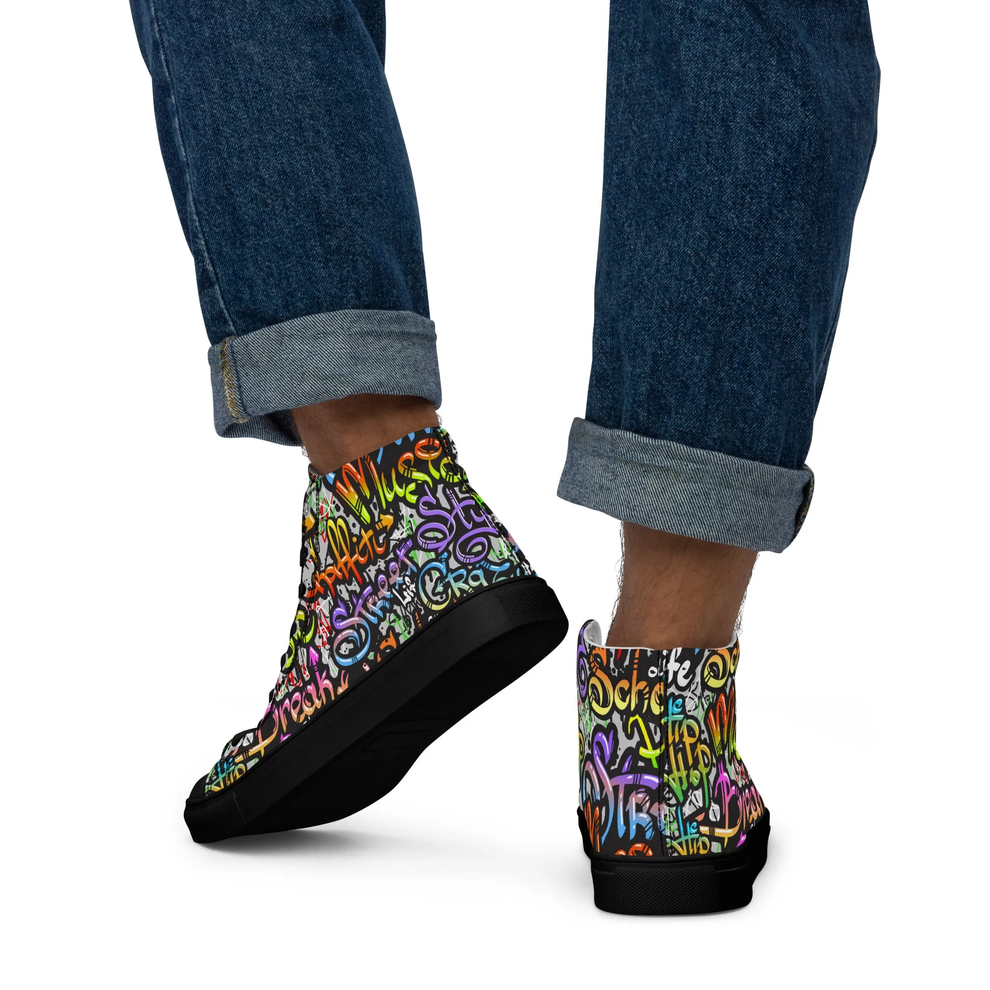 Unisex high top canvas shoes- Grafitti Style