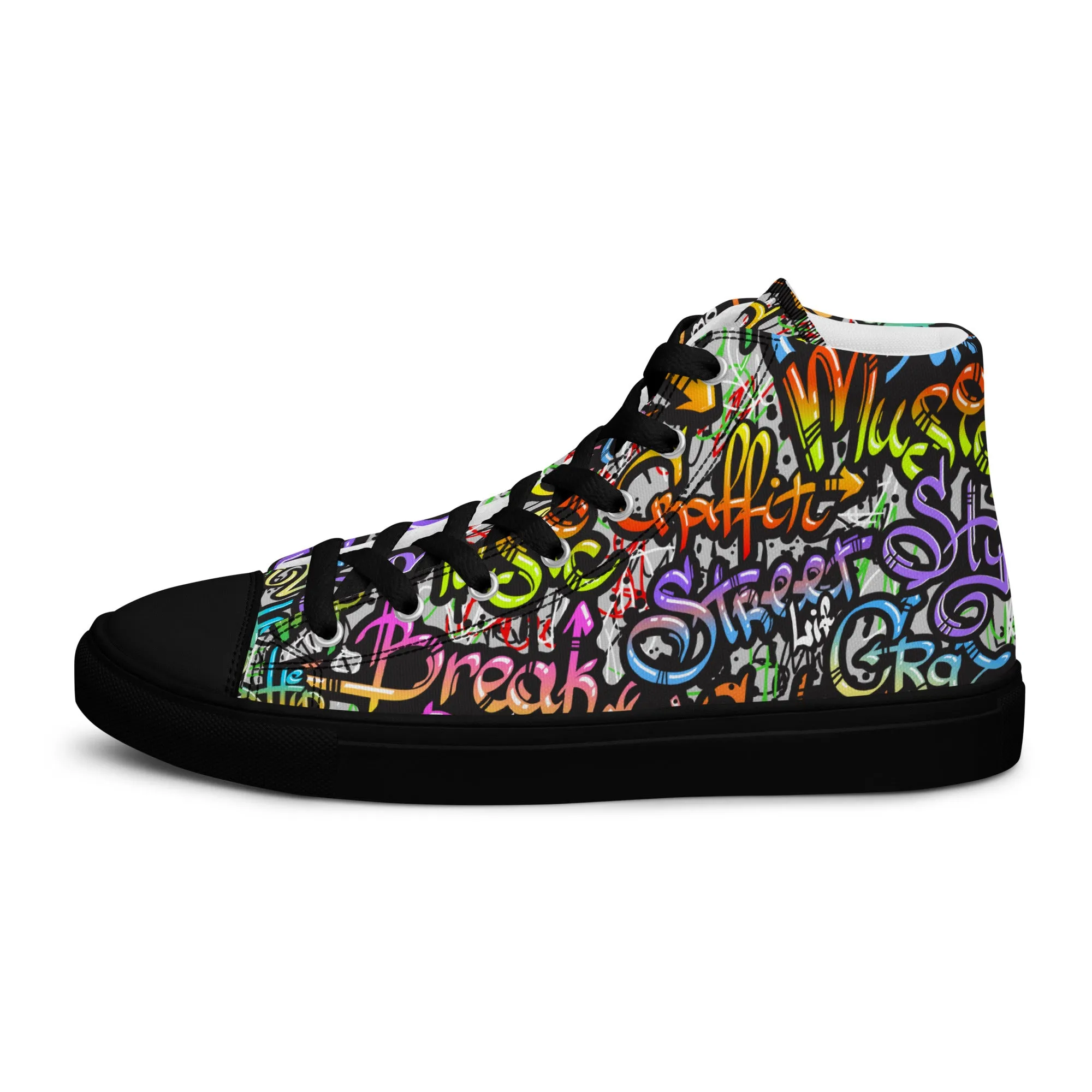 Unisex high top canvas shoes- Grafitti Style