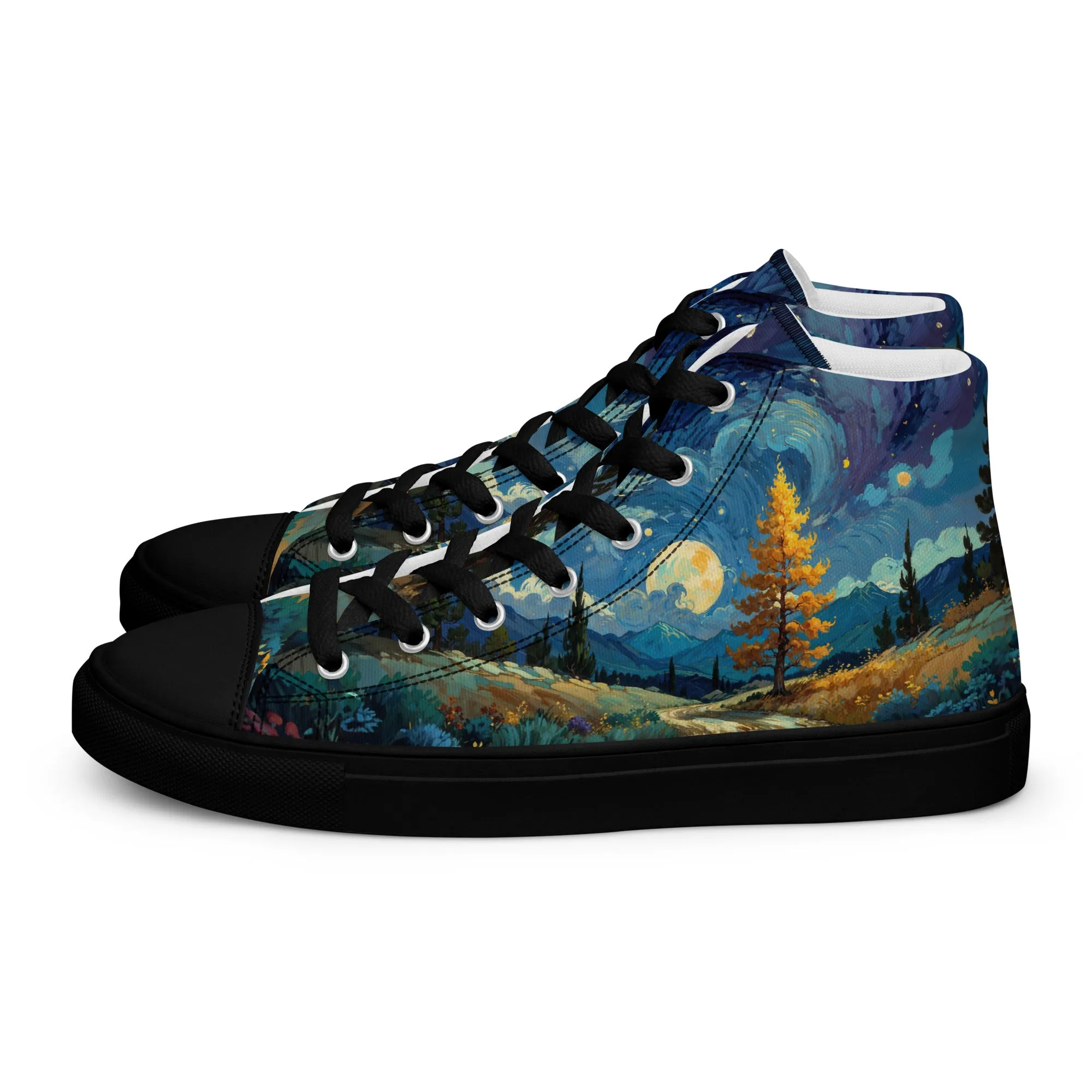 Unisex high top canvas shoes - Lanscape painting