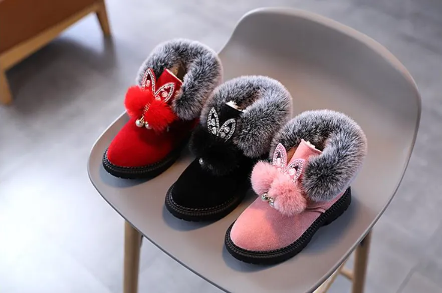 Unisex Winter Soft Bottom Plush Faux Fur Comfy Boots For Kids