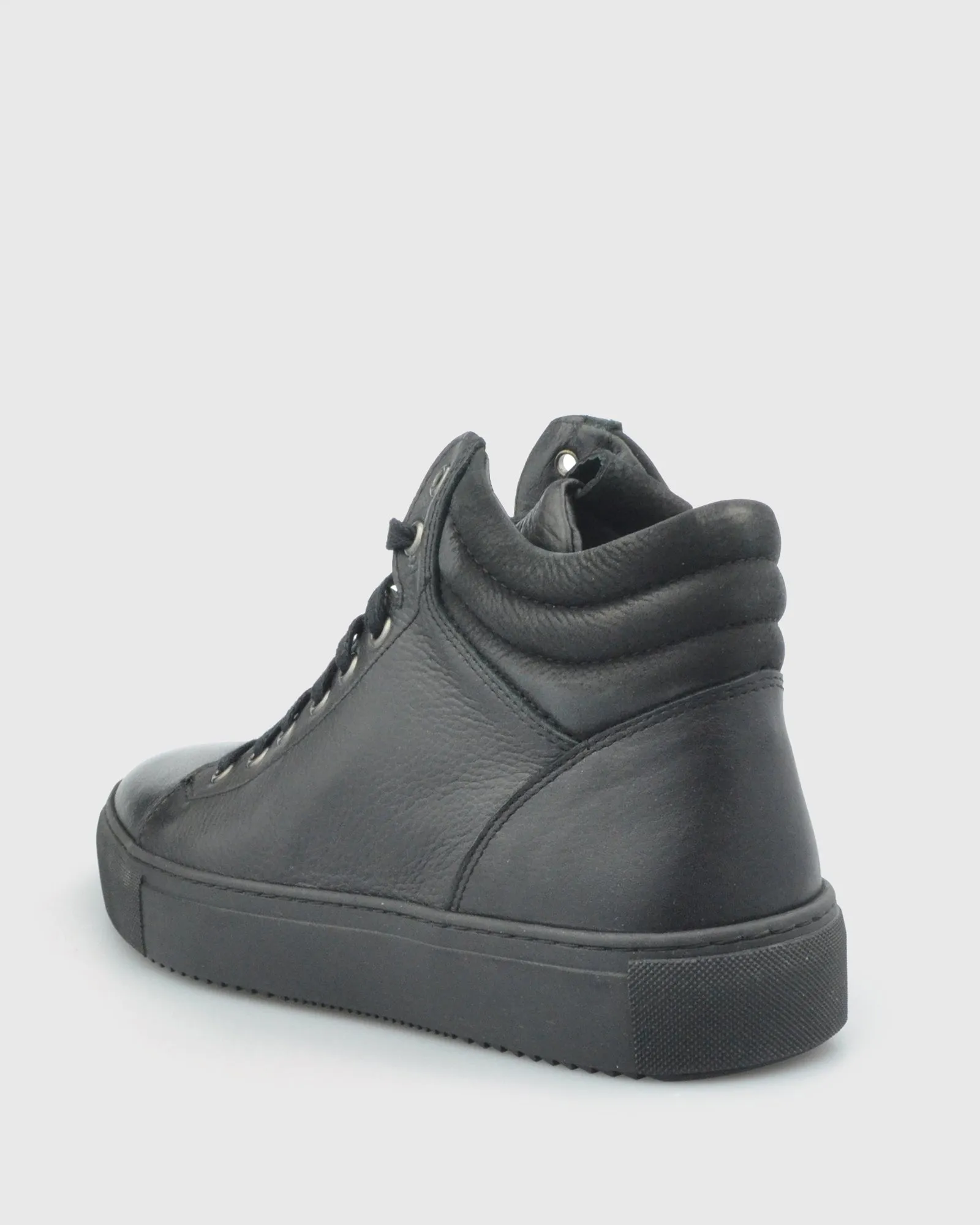 VINCENT & FRANKS VFW22HT1 BLACK HIGH-TOP LEATHER SNEAKER